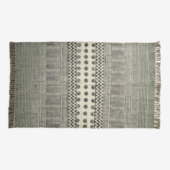 Cotton hand weaved hand block printed picnic rug