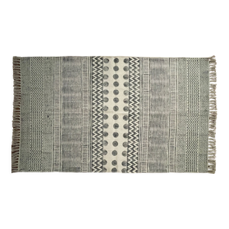 Cotton hand weaved hand block printed picnic rug