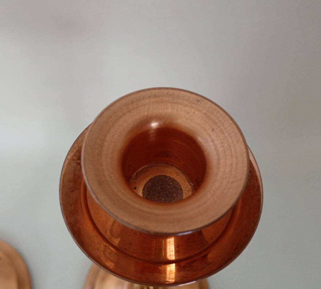 Vintage Mid-Century Copper & Brass Taper Candlestick Holders – Set of 2