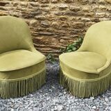 Pair of green toad armchairs