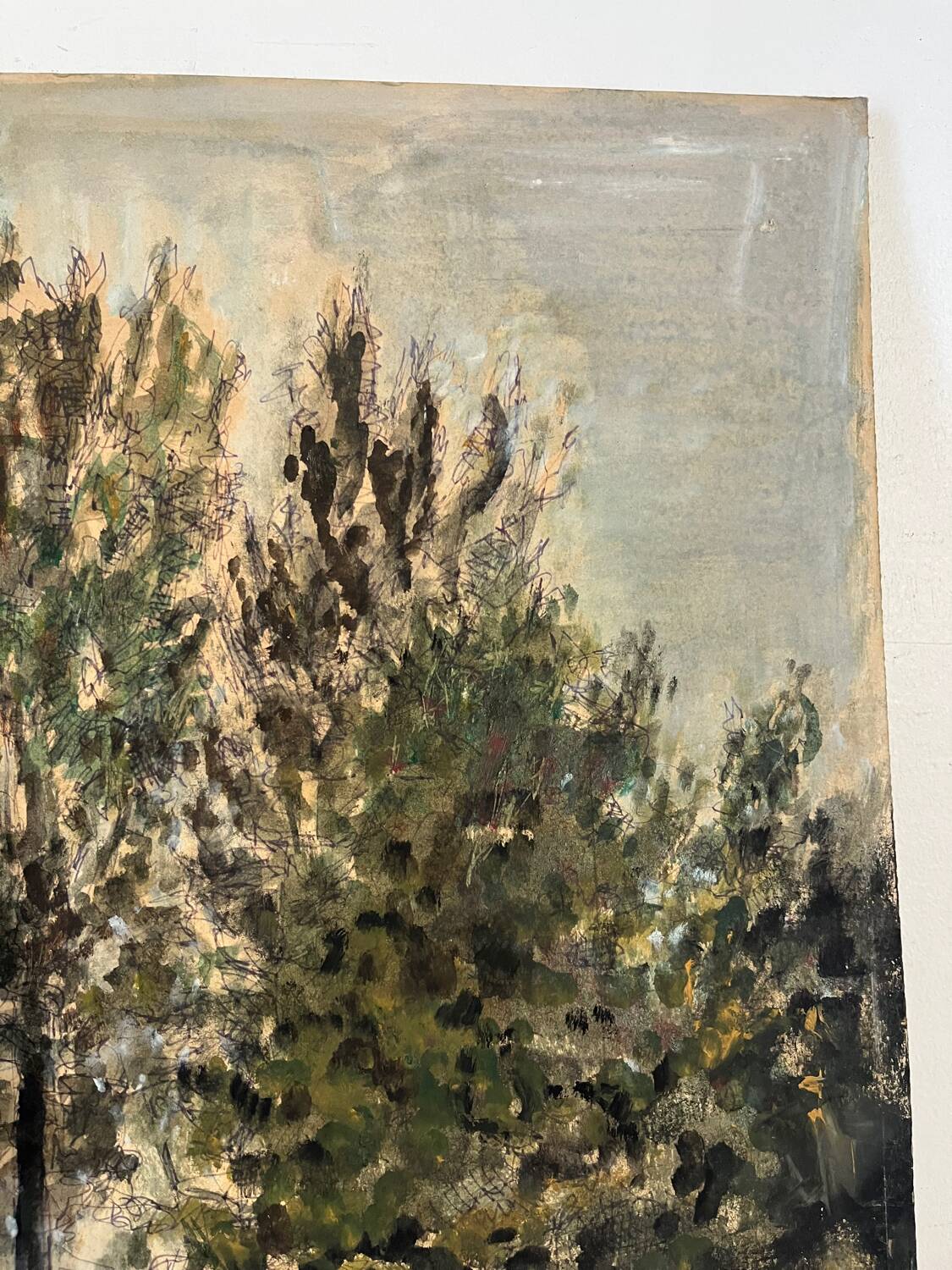 "Trees" oil on cardboard signed