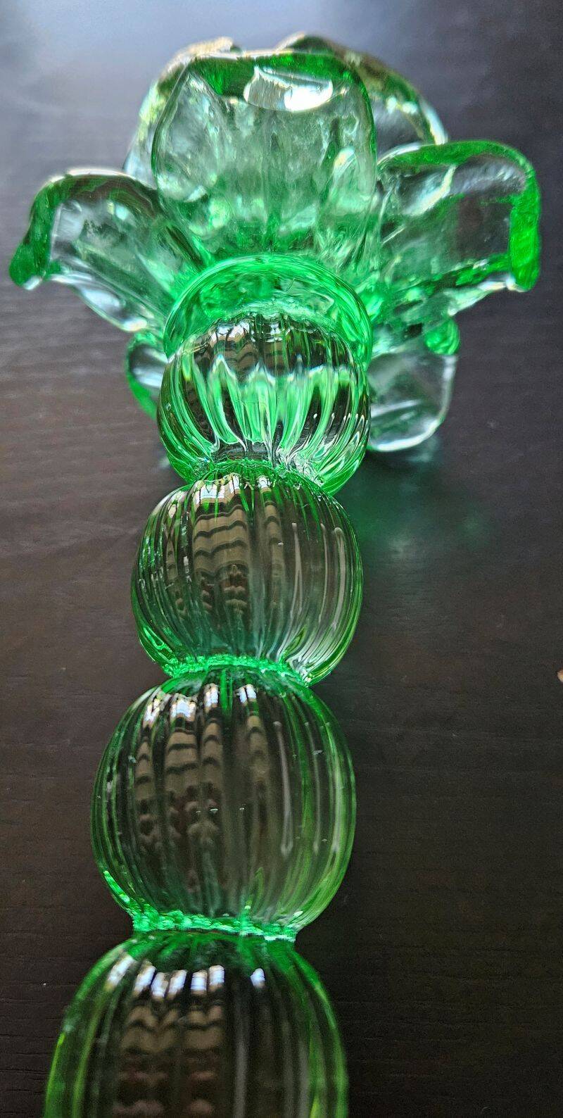 Broste Copenhagen - Pair of Large Green Blown Glass Candlesticks