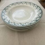 6 opaque porcelain soup plates from Gien, Montigny model