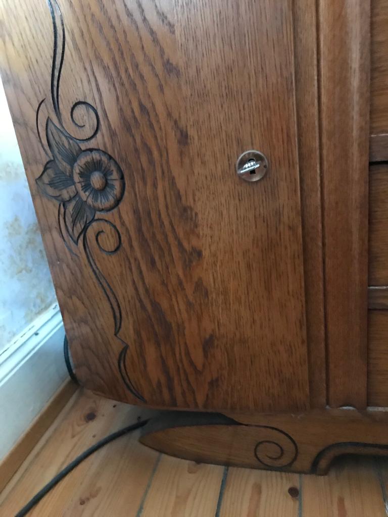 Commode plateau marbre beige  style art deco