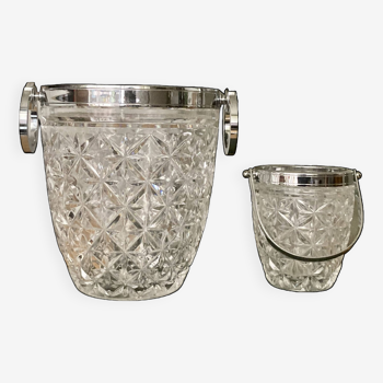 Pair of buckets - Crystal & Silver metal - Like new