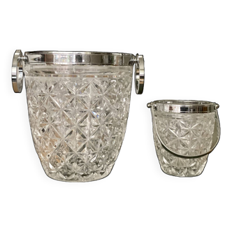 Pair of buckets - Crystal & Silver metal - Like new