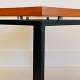 Square metal and walnut coffee table, Italy 60s