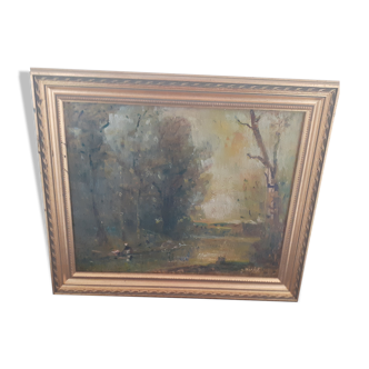 Framed oil, late nineteenth. Alphonse Morot, student of Corot.... French school.