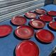 12 Assiettes en céramique sang de bœuf Chinoise des années 1950