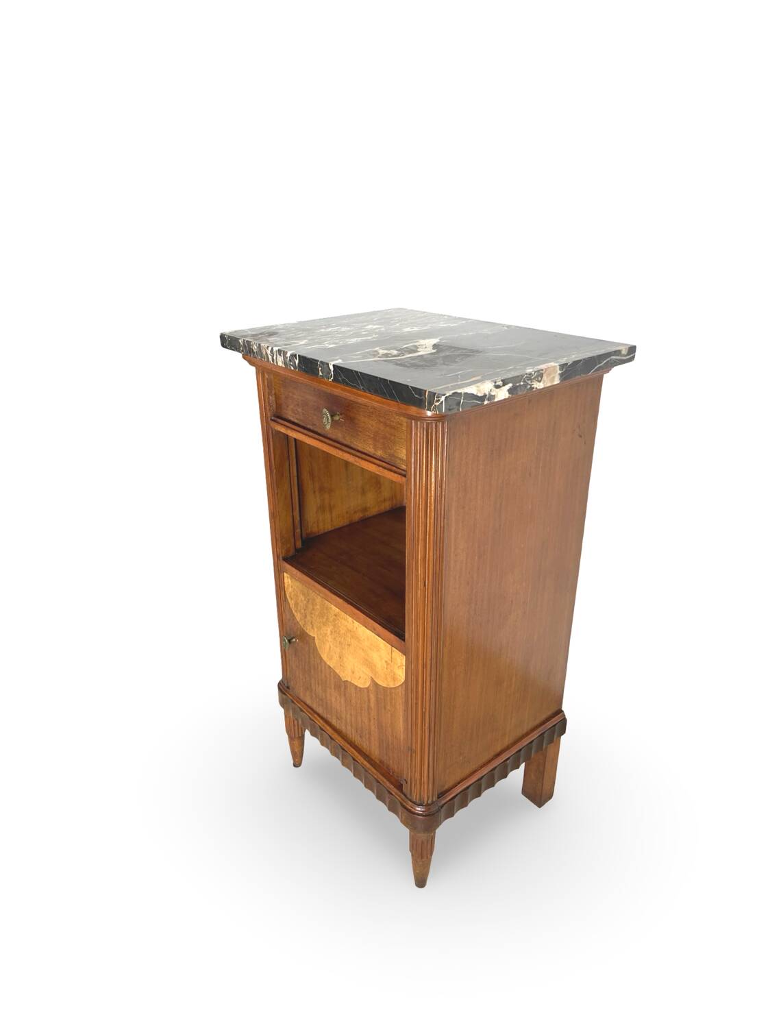 Tables de chevet italiennes en placage d'acajou avec de splendides