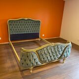 Upholstered bed Louis XVI blue style