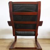 Poang armchair by Noboru Nakamura in black leather