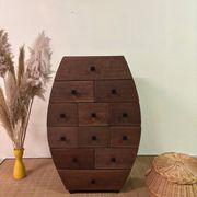 Meuble de rangement 12 tiroirs tonneau de vin