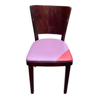 Chaise de bistrot parisienne en bois massif et cuir