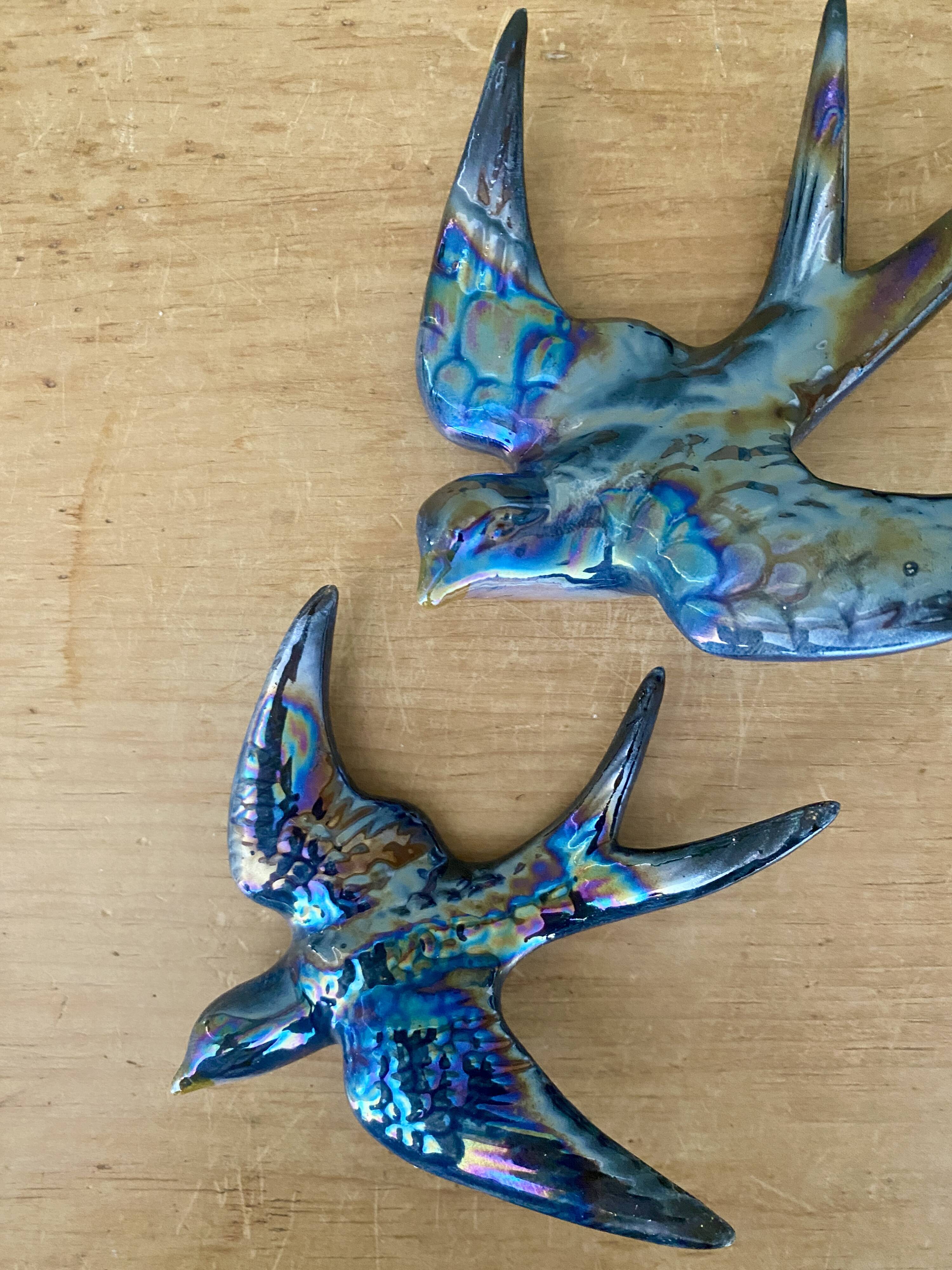 Set of 2 Vintage Ceramic Wall Swallows