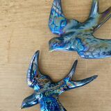 Set of 2 Vintage Ceramic Wall Swallows