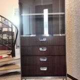 Rosewood and chrome display cabinet, 1970s-80s.
