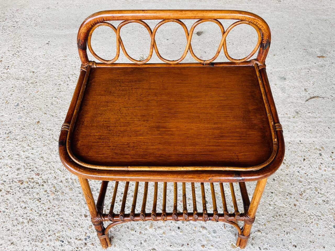 Bamboo and rattan side table, Italy, circa 1960s