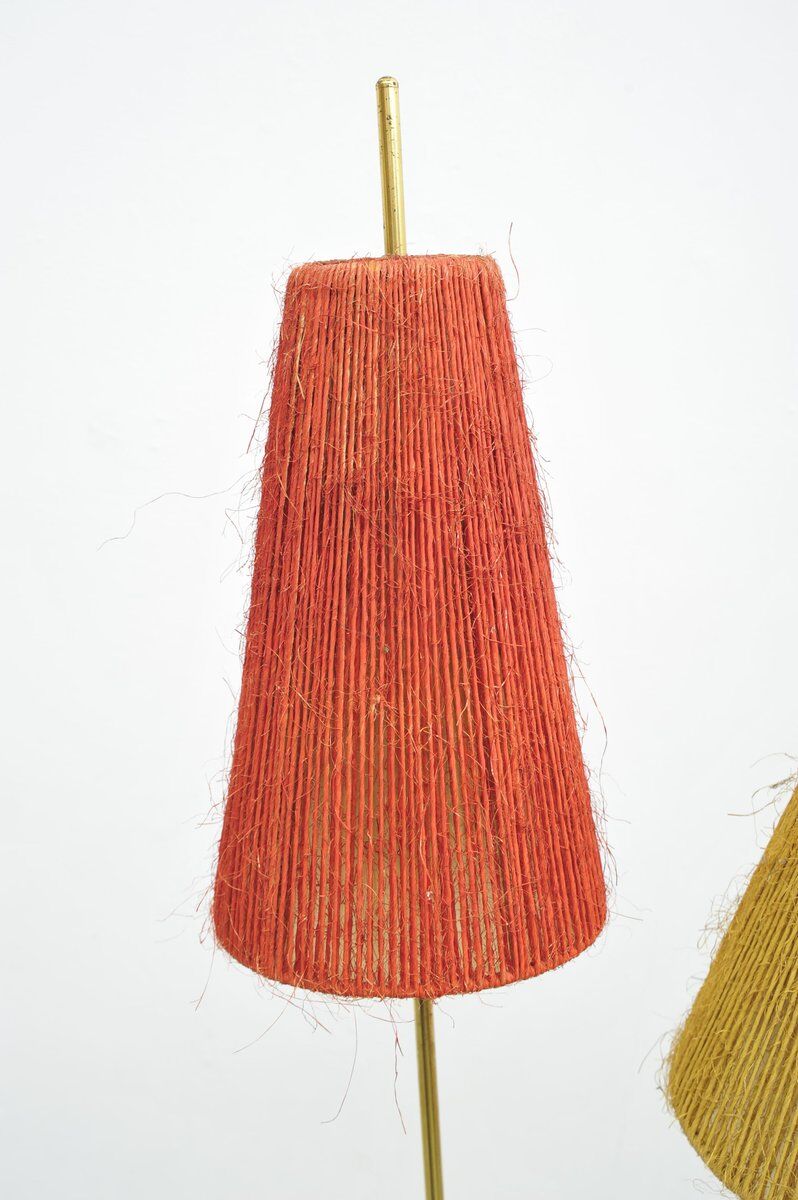 Floor lamp with brass base, 1950s