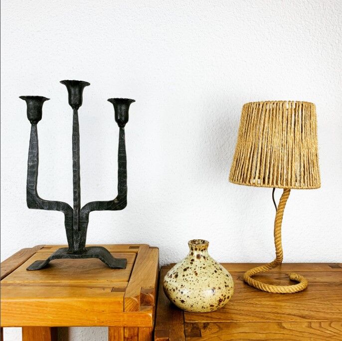 Brutalist wrought iron chandelier