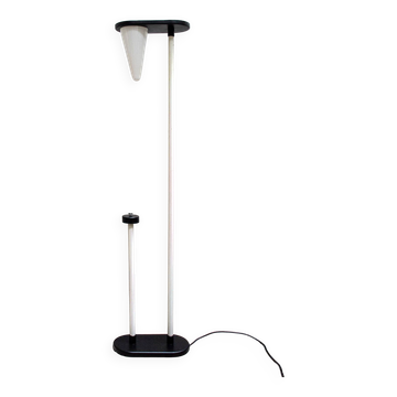 Lampada da terra alogena cono di vetro e metallo laccato Italia Anni '70