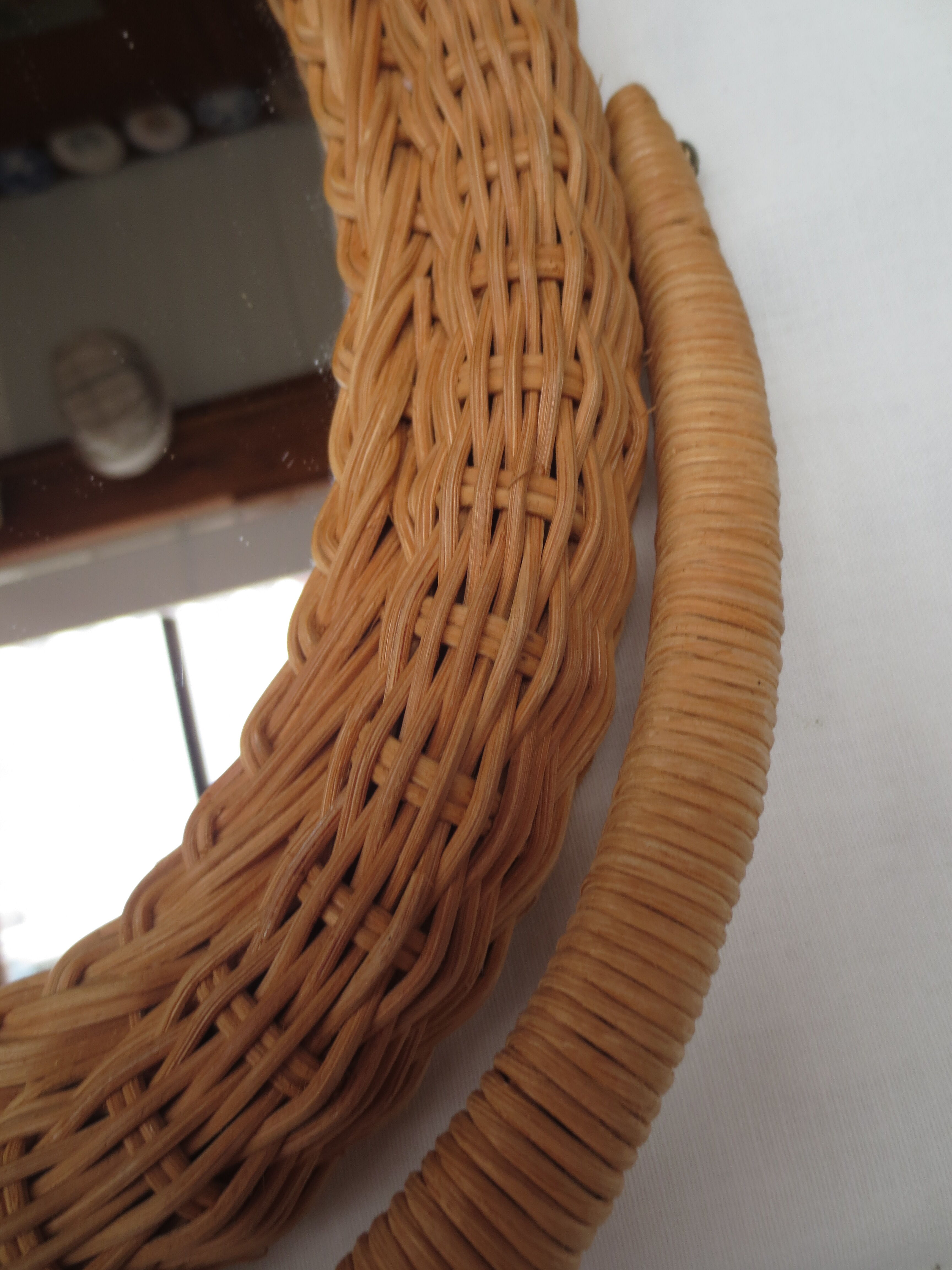 Rattan psyche mirror 22x43cm