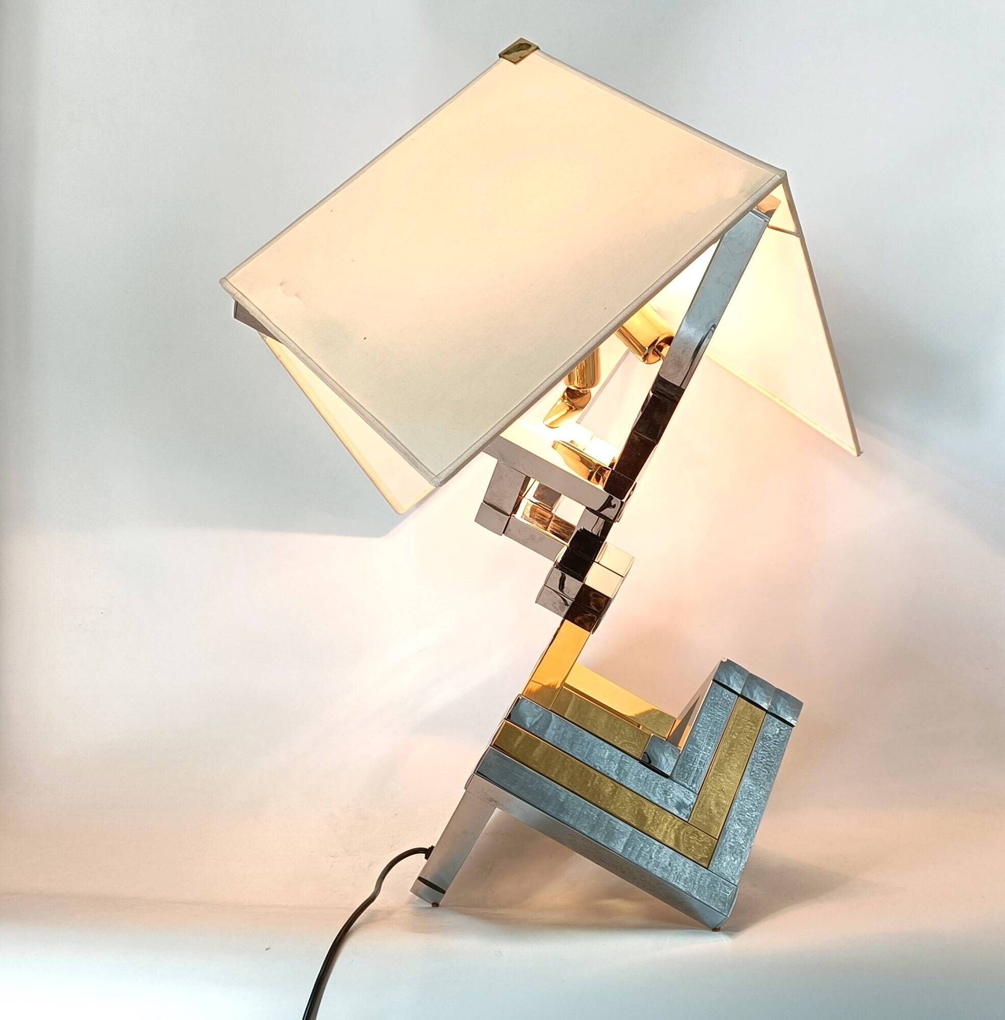 Large Geometrical table lamp by Lumica, Spain, 1970s