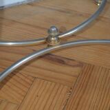 Metal and brass side table and marble tablet
