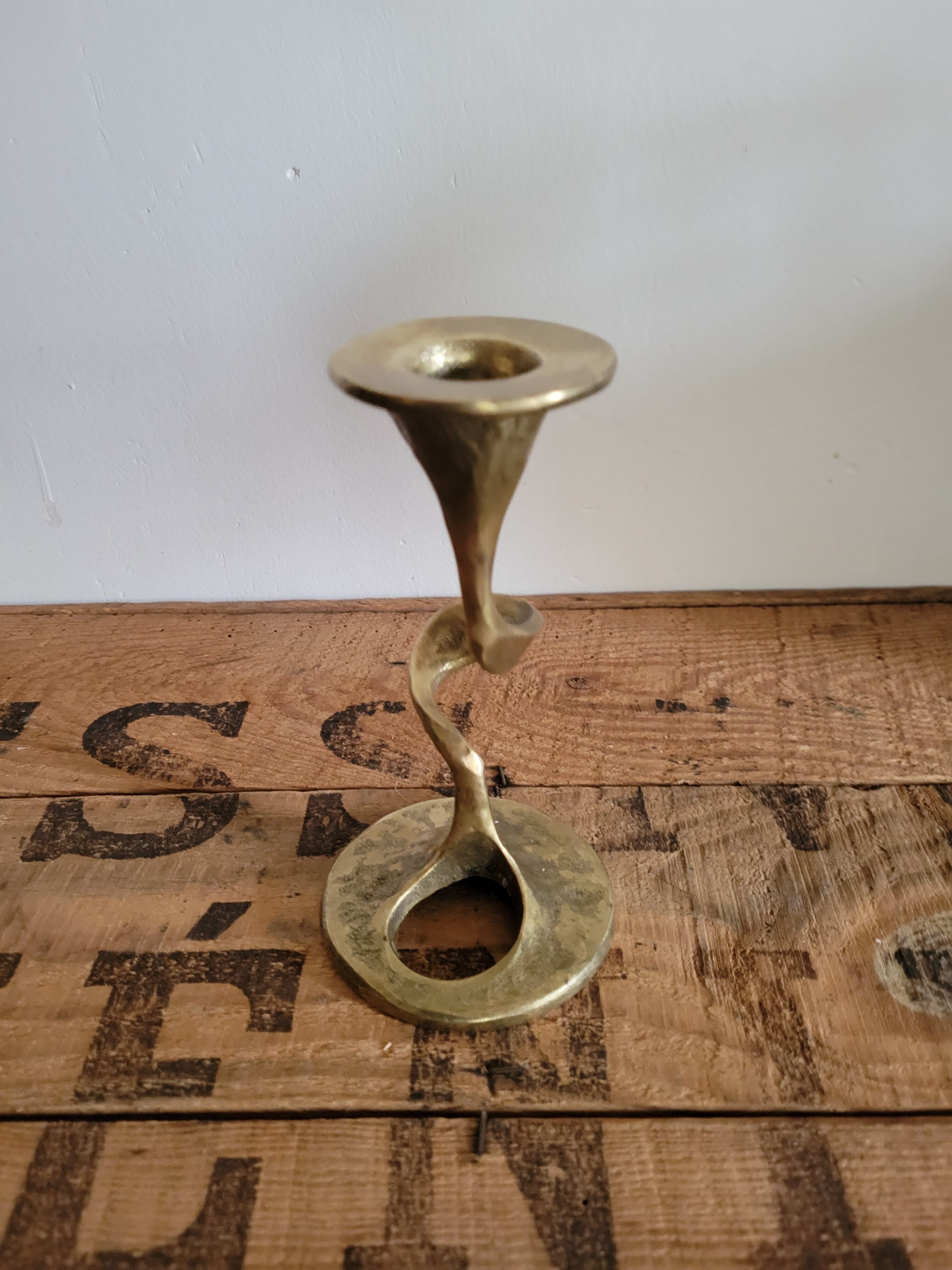 Art Deco bronze snake candle holder