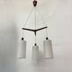 Mid-century design pendant lamp teak and opaline glass , 1970s
