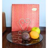 Orfèvrerie De Chambly France vintage Smoke Glass Inox Cheese Platter