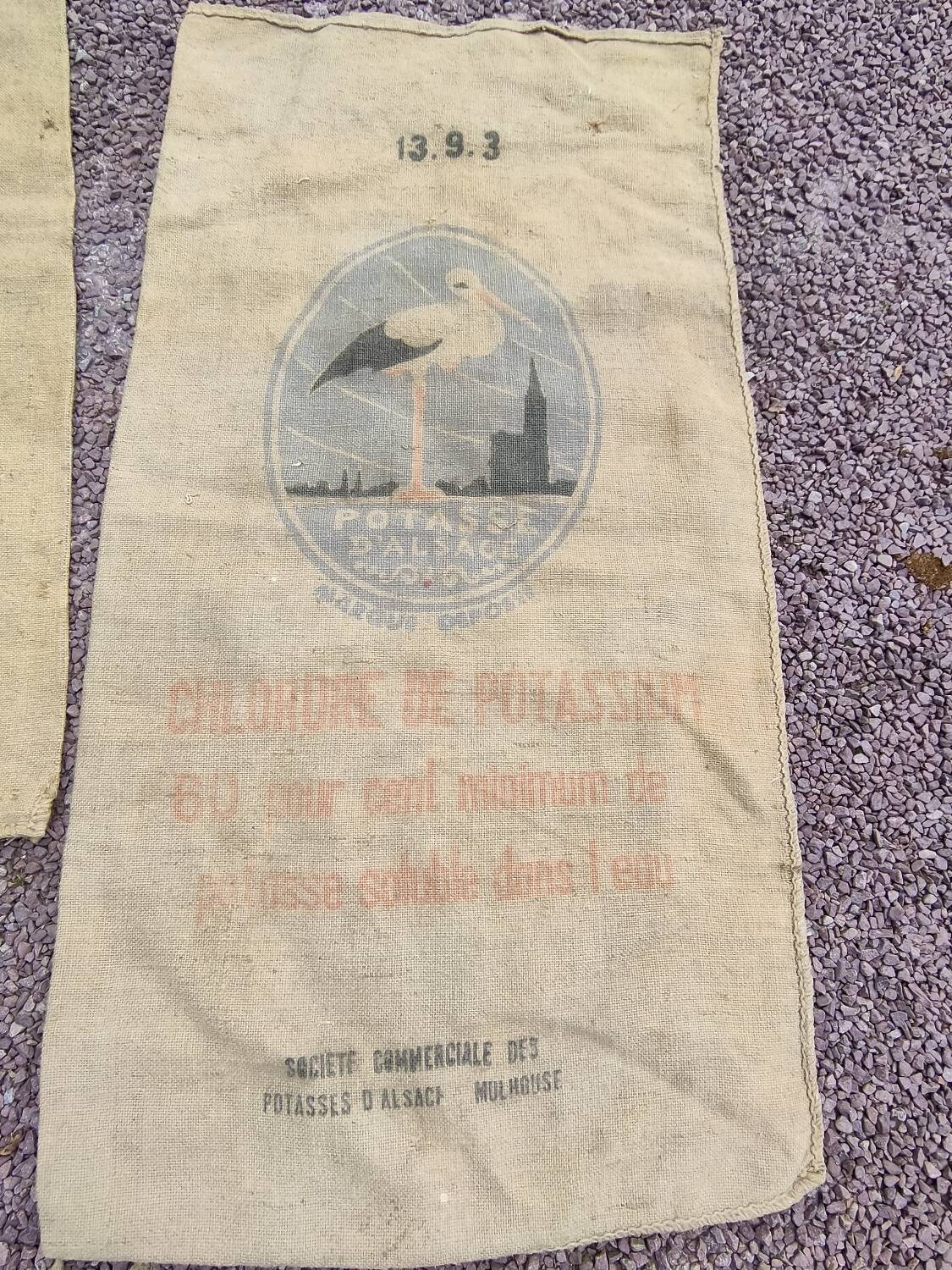 Set of 10 Potasse d'Alsace jute bags