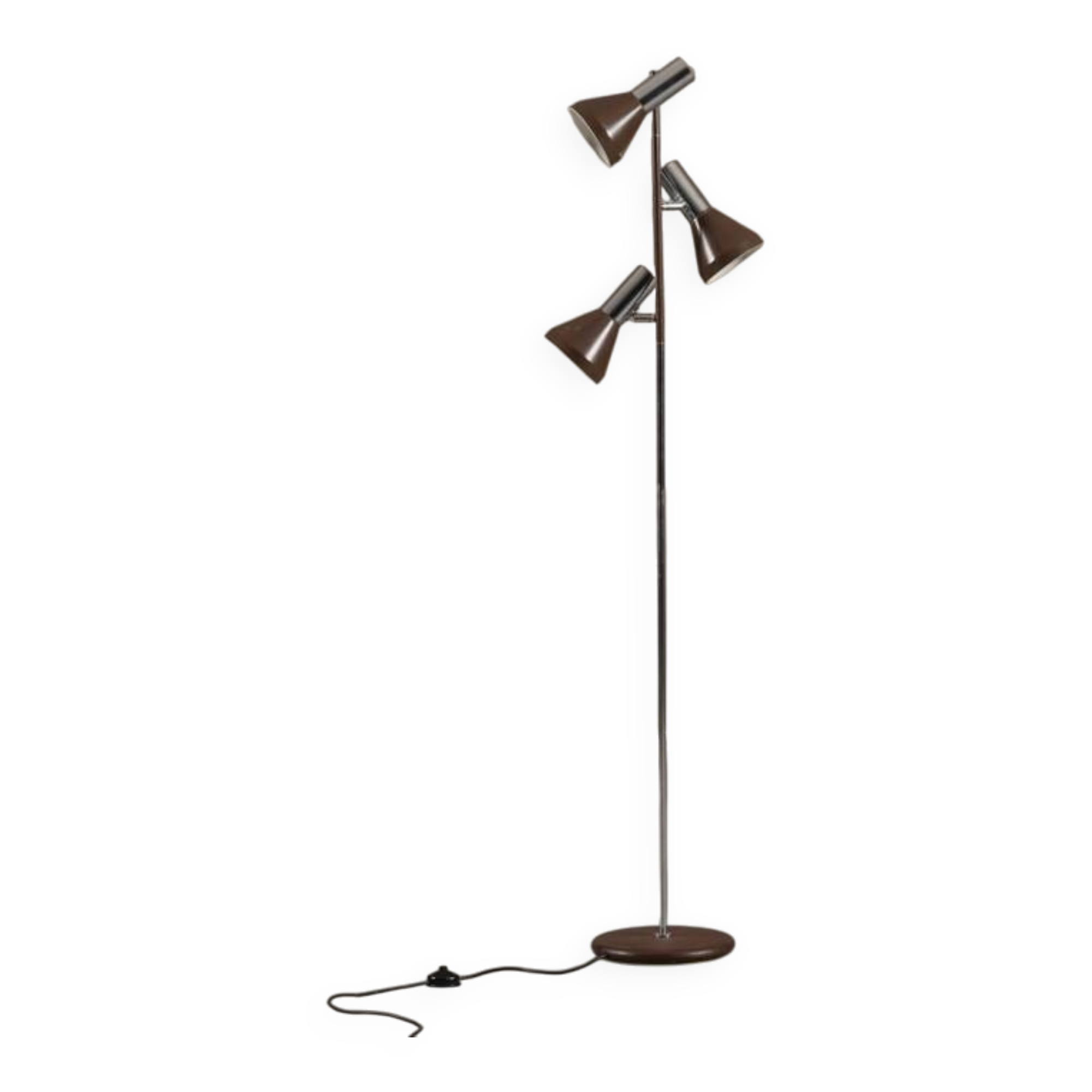 Vintage brown 3 bulbs floor lamp, Germany 1970s