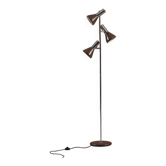 Lampadaire vintage marron à 3 ampoules, Allemagne années 1970