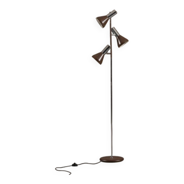 Vintage brown 3 bulbs floor lamp, Germany 1970s