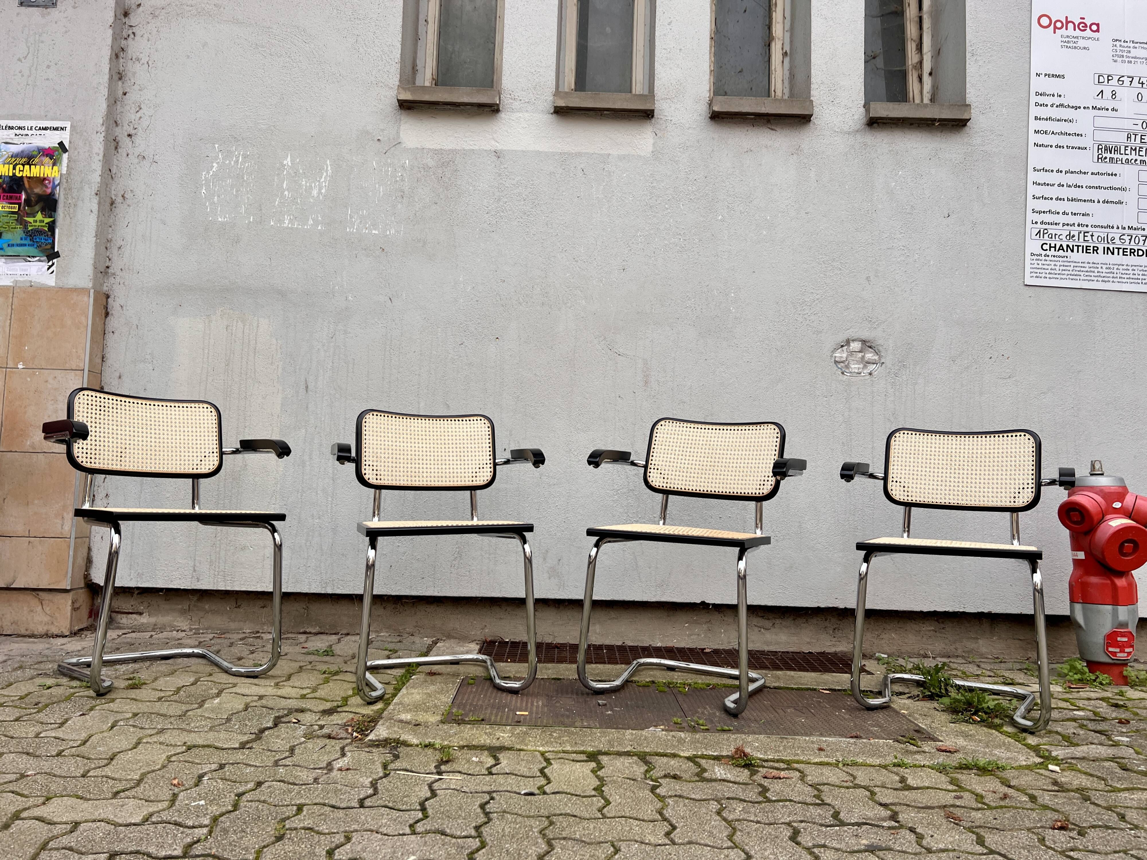 Set of 4 Marcel Breuer style armchair chairs