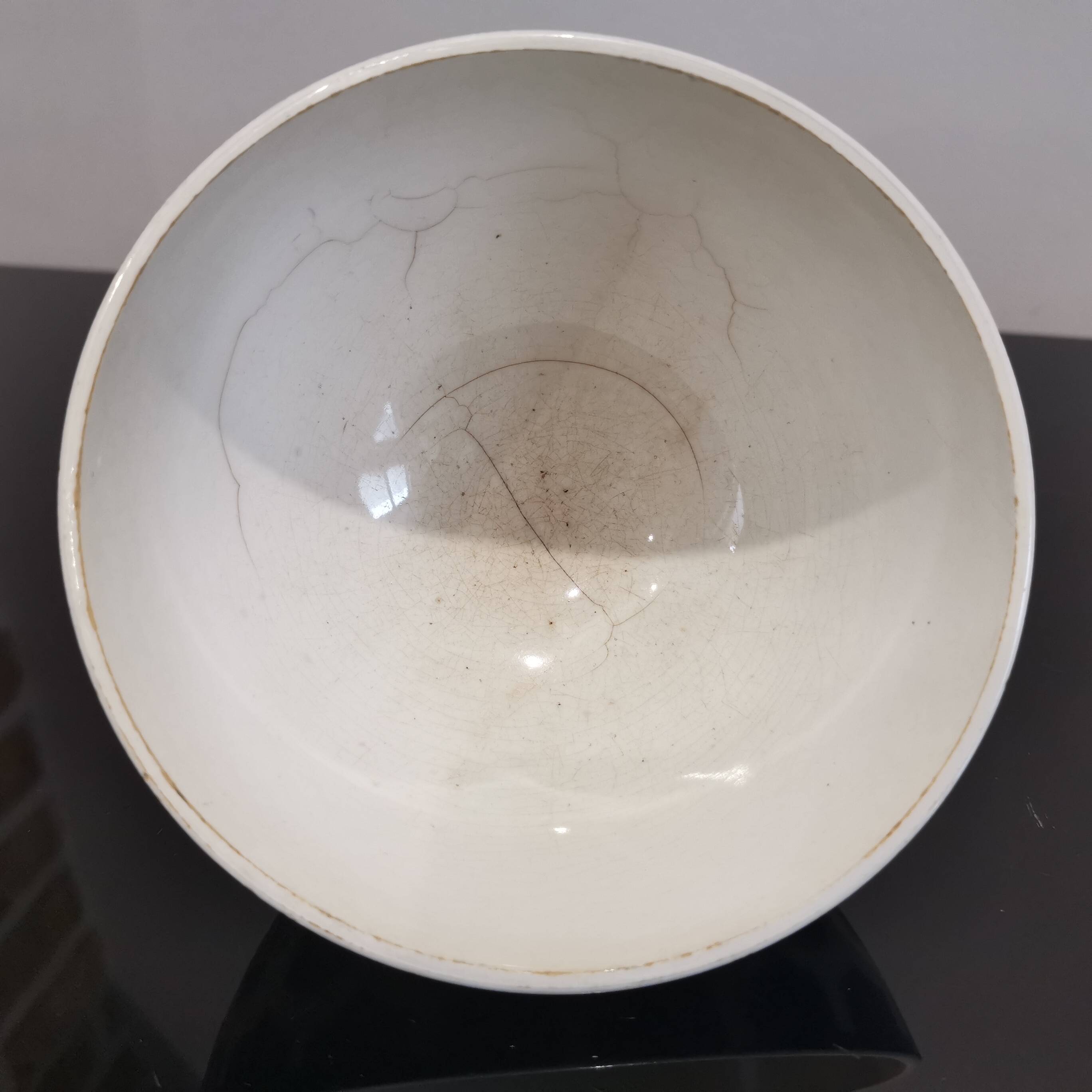 Vintage Earthenware Bowl Blue Stencil Decor, Art Deco Digoin/Sarreguemines