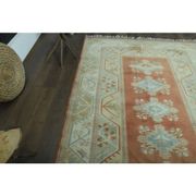 1970s Vintage Turkish Oushak Handmade Wool Cotton Orange Area Rug  198x287