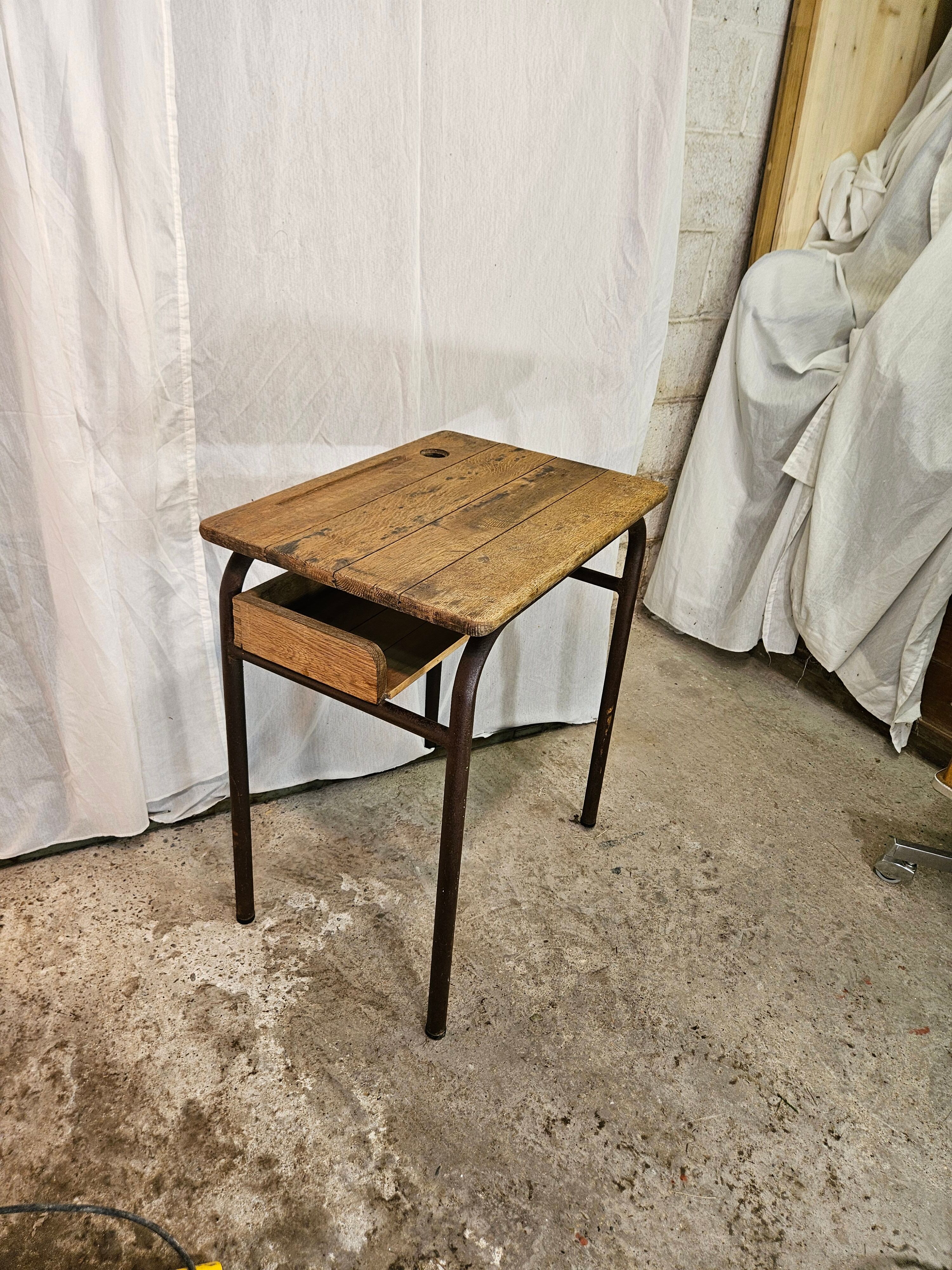School desk 1950 one place adult size with locker
