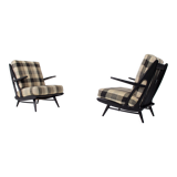 Paire de fauteuils laqués noirs 1950s