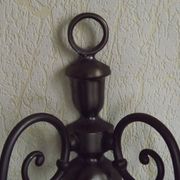 Pair of double Flemish style wall sconces in French silver from the period, with red drops 51.