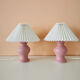 Pair of upcycled pink lamps with pleated lampshade