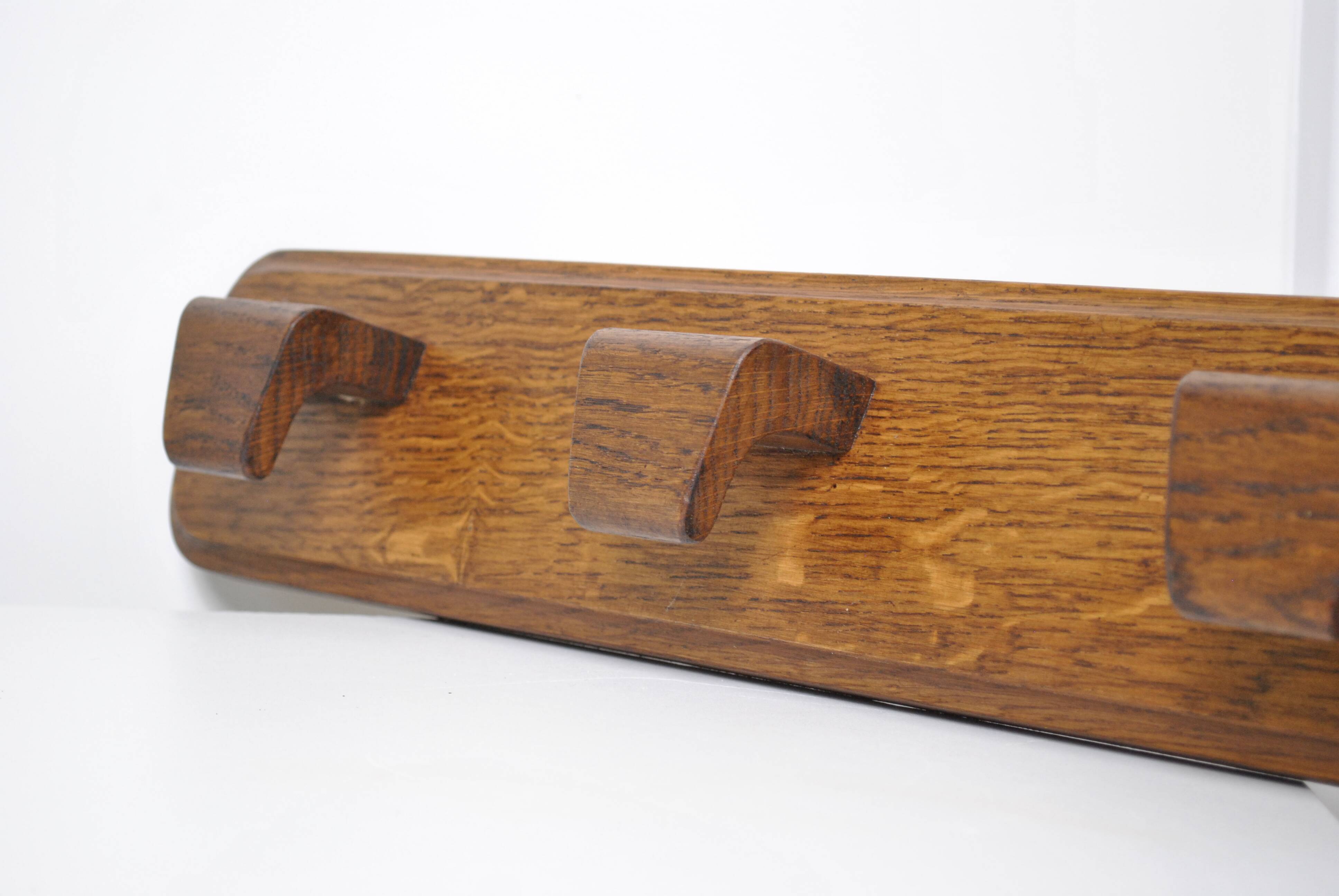 Wall mounted oak coat rack 1950