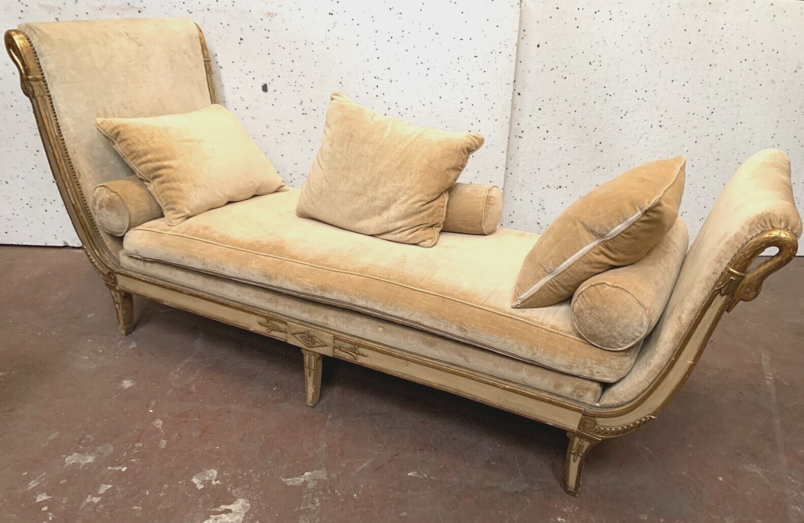 Empire style daybed in patinated and gilded wood XX century
