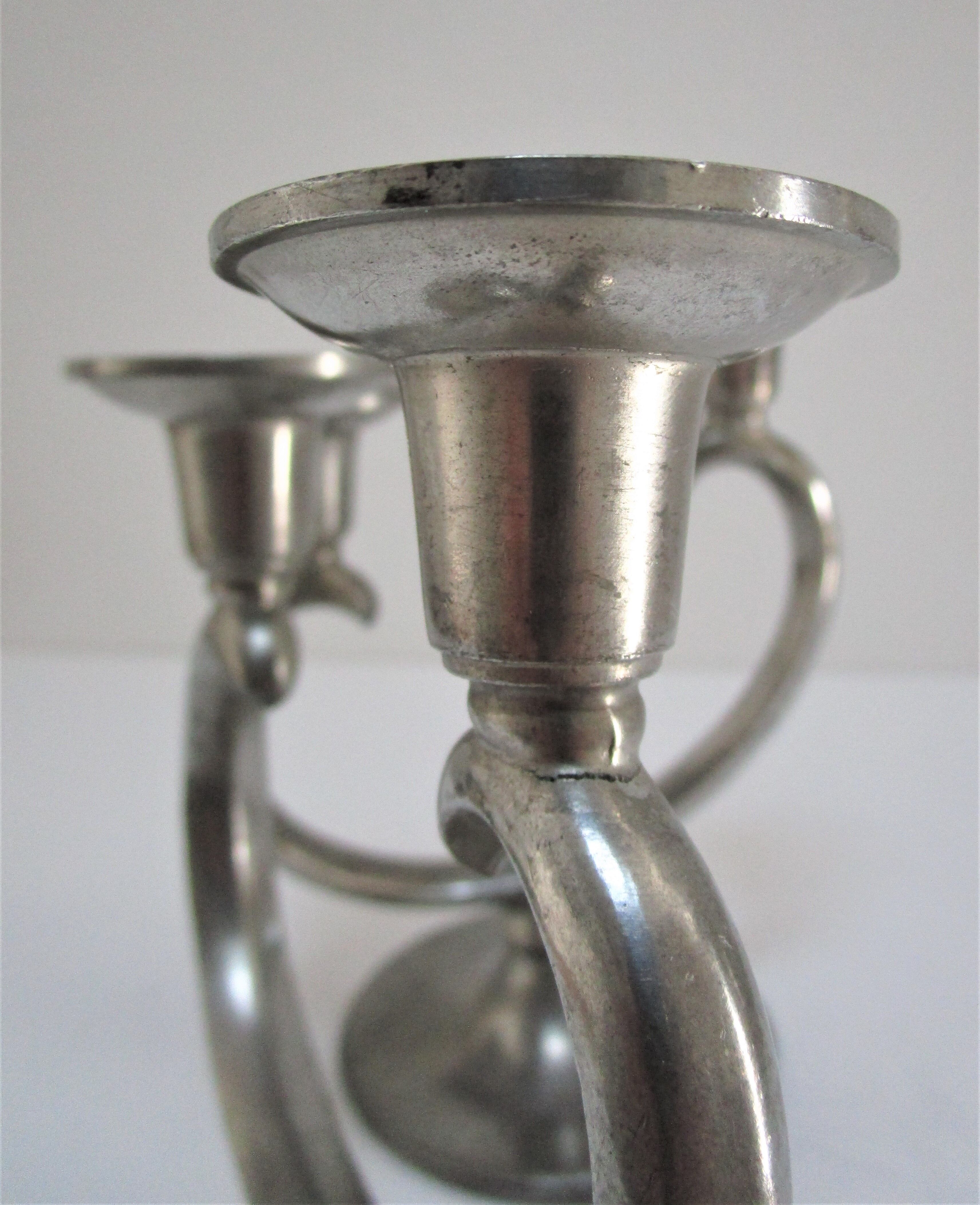 Pair of patinated tin candle holders design metawa holland 70s