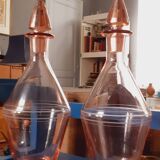 Pair of Art Deco carafes from the 40s in blown glass