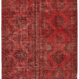 Hand-knotted persian overdyed 1970s 290 cm x 377 cm red wool carpet