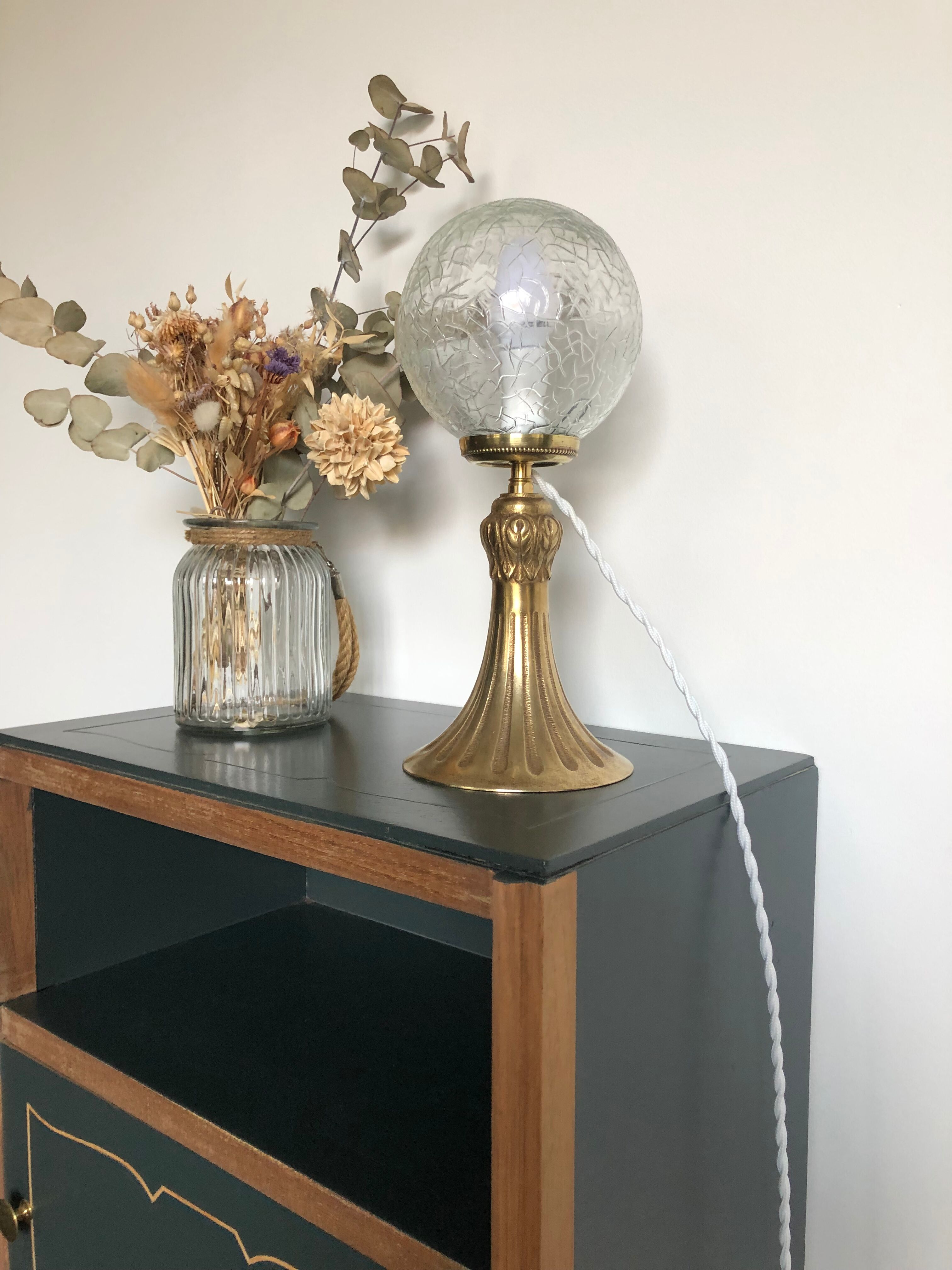 Bedside art deco obsidian green