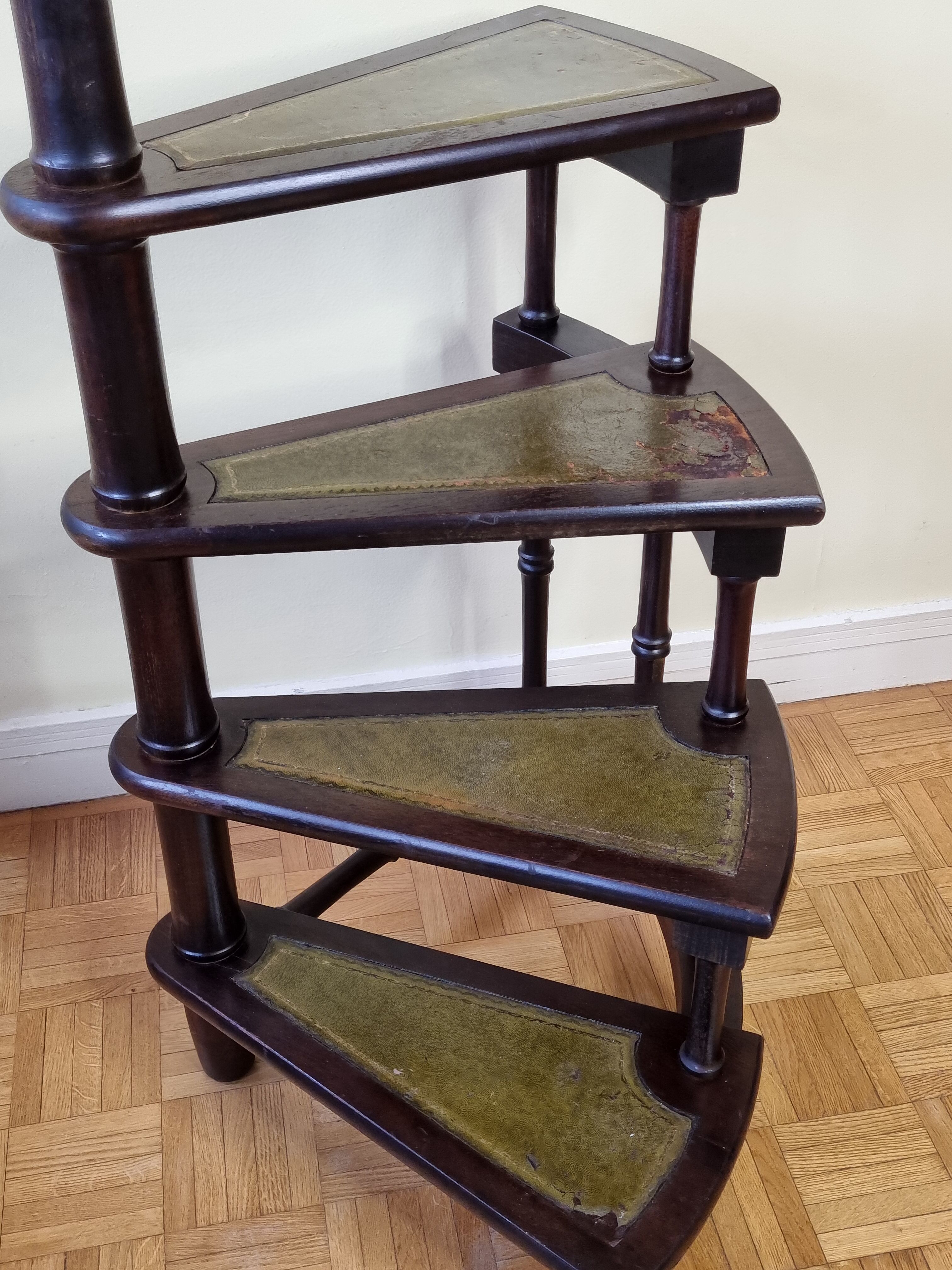 Victorian-style mahogany style library staircase circa 1900
