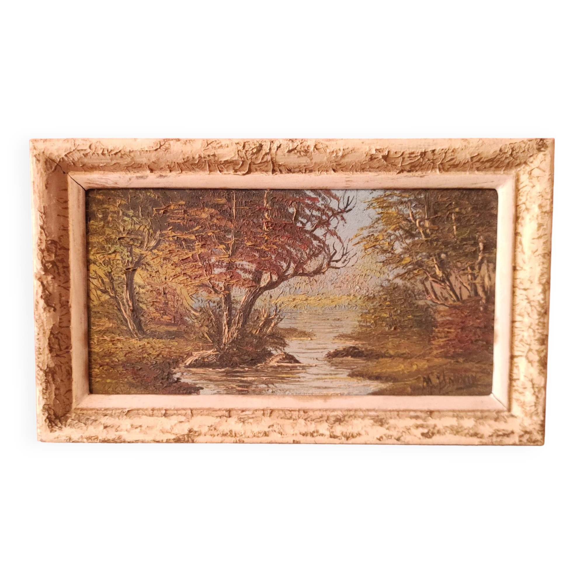 Vintage French oil painting, signed M. Bonvin